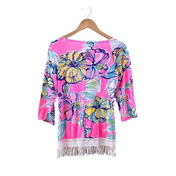 Lilly Pulitzer Alia Sea Beach Tunic Top Womens‎ Size S Bright Pink Resort Preppy - Picture 3 of 9